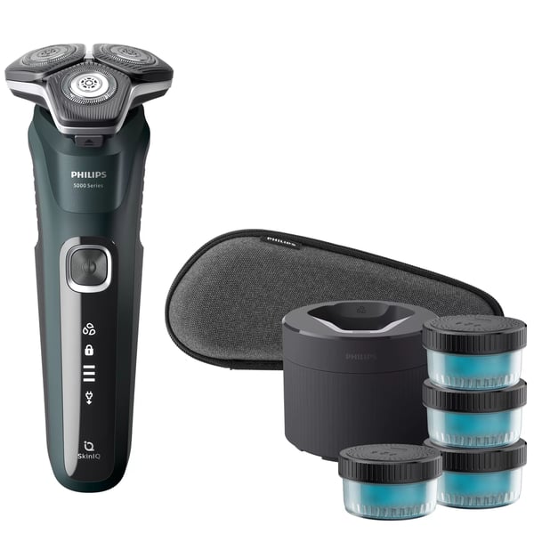 Philips SHAVER Series 5000 S5884/69 Sähköparranajokone märkä- ja kuiva-ajoon, Parranajokone kääntyvällä päällä, Vihreä, SteelPrecision blades, LED,...