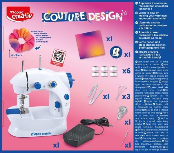 Kartlagt symaskin COUTURE DESIGN, inkludert tilbehør materiale for å lage et hårslips inkludert, - 1 stk (907402)