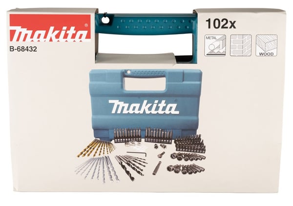 Makita - Spissett for skrutrekker og bor - for metall, stein, tre, tørrmur - 102 deler - lengde: 25 mm, 50 mm