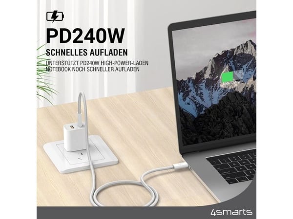 4smarts 540959, 1,5 m, USB C, USB C, USB 3.2 Gen 1 (3.1 Gen 1), 10000 Mbit/s, Vit