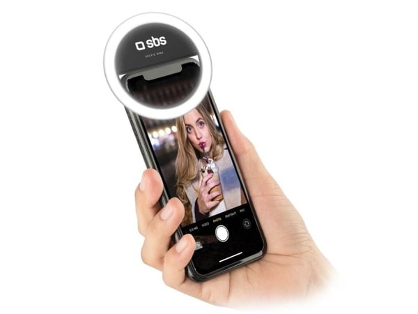 SBS TESELFIERINGLIGHT selfielampa LED batteridriven, svart