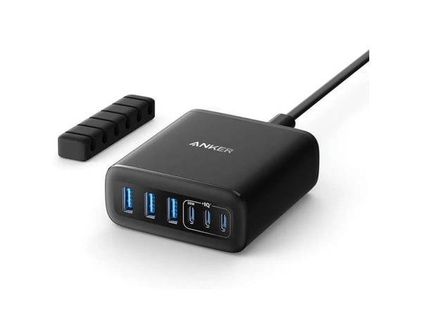 Anker A2154G11 6-portslader 112W GaN, 3 USB-C, 3 USB-A, svart