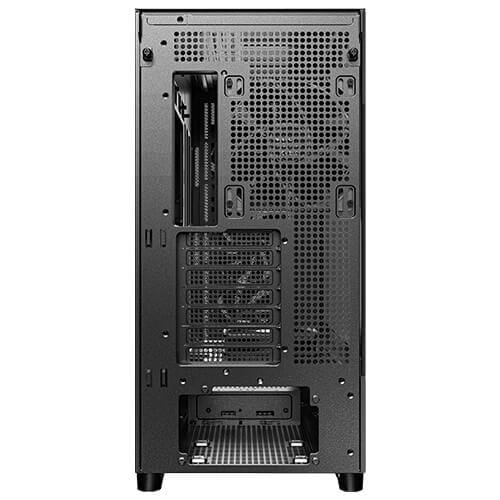Antec FLUX PC-kabinett, Midi Tower, E-ATX, sidepanel i herdet glass, svart/tre