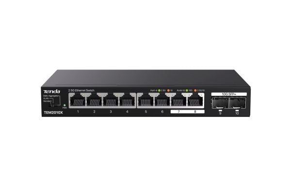 Tenda TEM2010X - Switch - ikke-styrt - 8 x 2.5GBase-T + 2 x SFP+ - stasjonær