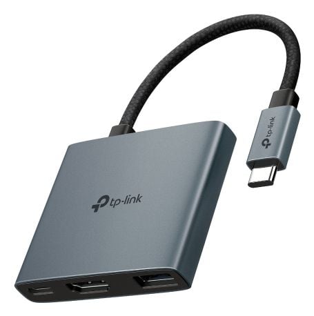 TP-Link UH3020C USB-C-hub med 3 porter, 4K 60 Hz, 5000 Mbit/s, grå