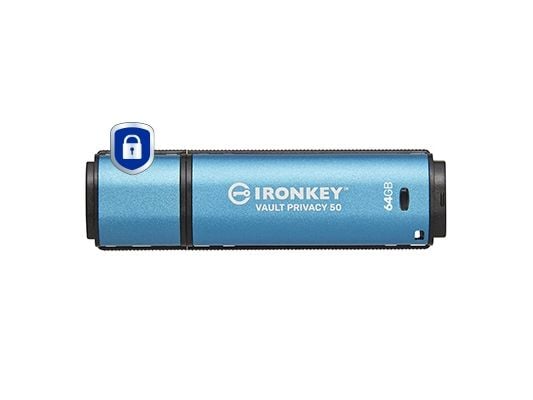 Kingston IronKey Vault Privacy 50 Series - USB-flashstasjon - kryptert - 64 GB - USB 3.2 Gen 1 - TAA-samsvar