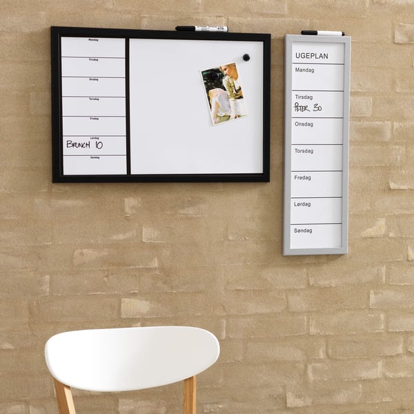 NAGA whiteboard ugetavle 20x60 cm hvid - dansk tekst