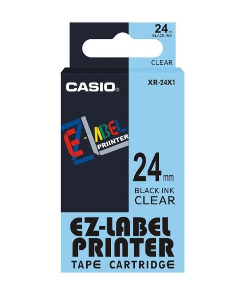 Casio XR-24X1, Musta läpinäkyvällä, Musta, 2,4 cm, 8 m, Laatikko