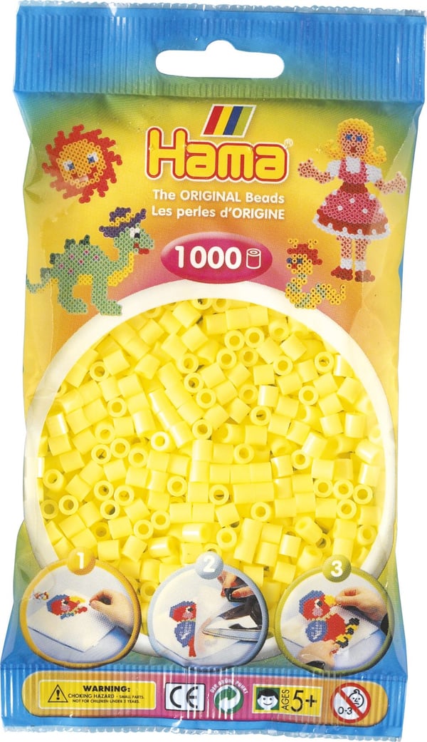 Hama Beads 207-43, Håndverkssett for barn, 5 år, PVC, gul, 1000 stk