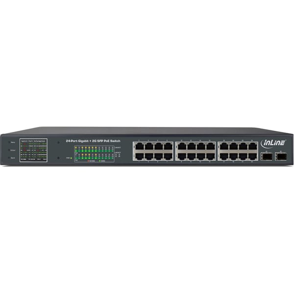 InLine 32324P, Gigabit Ethernet (10/100/1000), Full tosidig, Strøm over Ethernet (PoE), Rack-montering, 1U