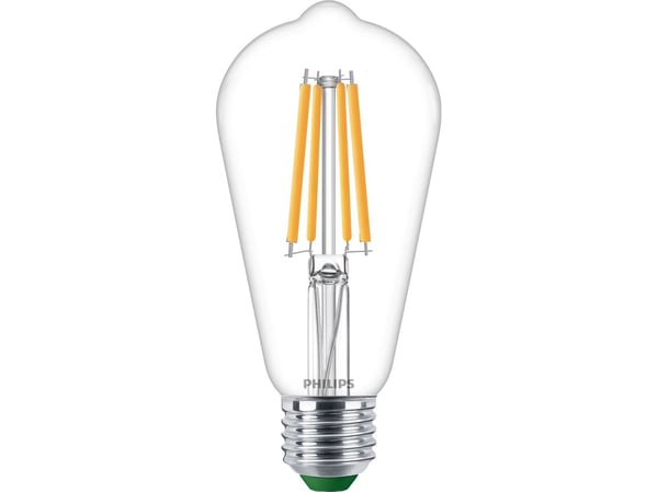 Philips - LED-glödlampa med filament - form: ST64 - klar finish - E27 - 4 W (motsvarande 60 W) - klass A - varmt vitt ljus - 2700 K