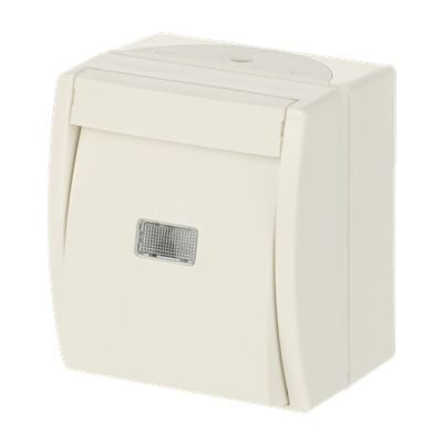 ABB 2621 W-54-206, Hallintaelementti, Valkoinen, Termoplastinen, 1P+N, IP44, 74 mm
