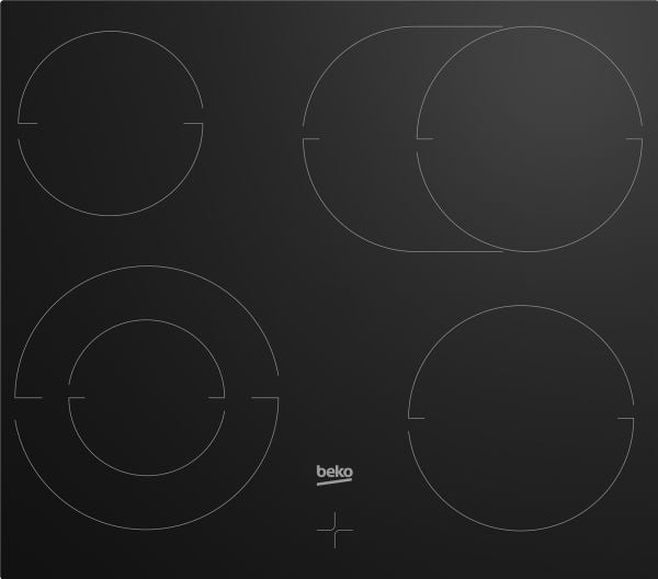 Beko BBUM12328X, Keraaminen, 4 alue(tta), Keraaminen lasi, Musta, Kosketus, 58 cm