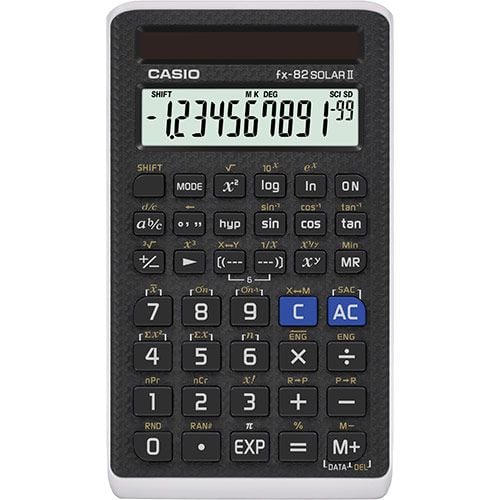 Casio FX-82Solar II, Tasku, Funktiolaskin, 1 linjat, Aurinko, Musta
