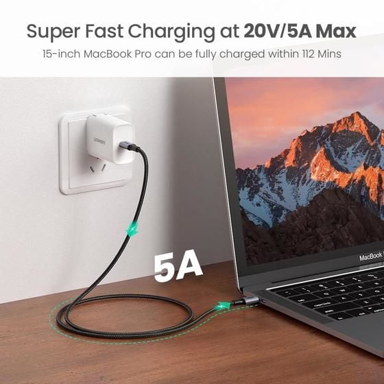 Ugreen - USB-kabel - USB-C (hann) til USB-C (hann) - 20 V - 5 A - 1.83 m - USB Power Delivery (100 W) - svart