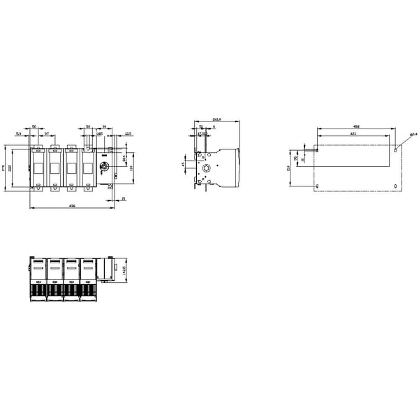 4-napainen 630 A 8 sulkemista, 8 avaamista 690 V/AC Siemens 3KF54634RF11