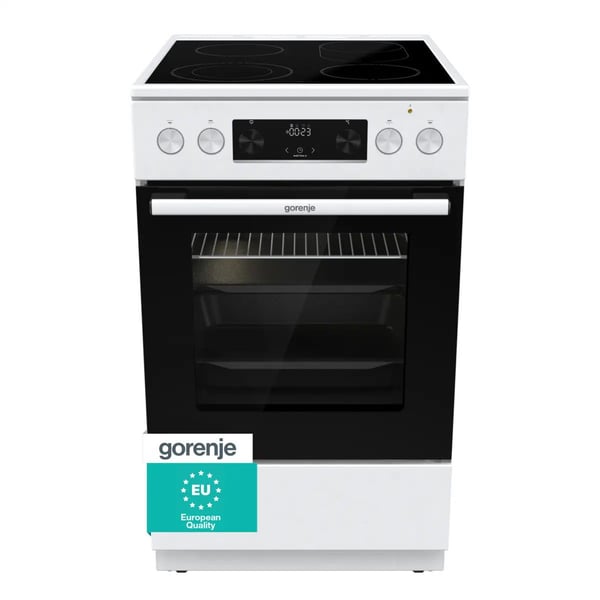 Gorenje GECS5C60WPA, Fristående köksspis, Vit, Knappar, Rotations-, Silver, Metall, LED