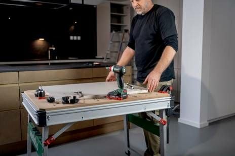 Metabo MWB 100, Beige, Metallic, Tre, rektangulær form, 4 ben, H-ben, 710 mm