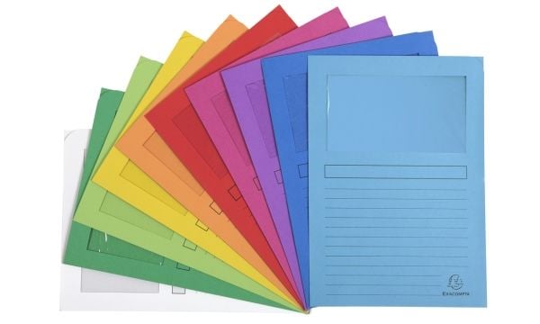 Chartek med fönster Exacompta, A4, assort. färger, 100-pack