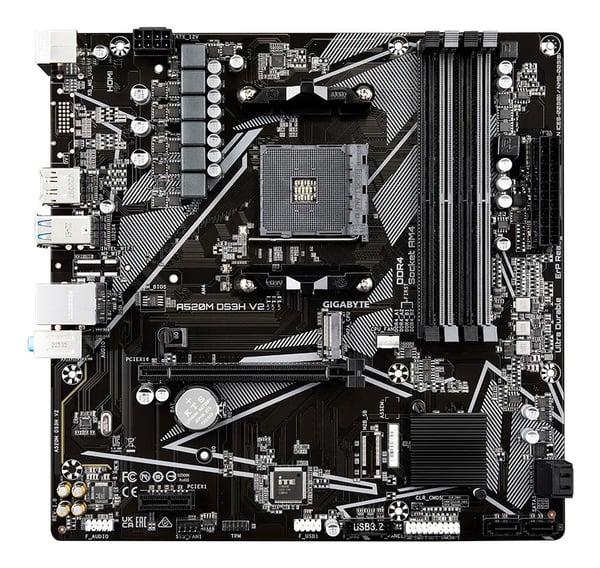 GIGABYTE A520M DS3H V2 -emolevy, A520, AM4, micro-ATX, DDR4