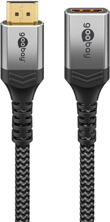 Goobay 79105, 1,5 m, HDMI Type A (Standard), HDMI Type A (Standard), 3D, 48 Gbit/s, Svart, Sølv