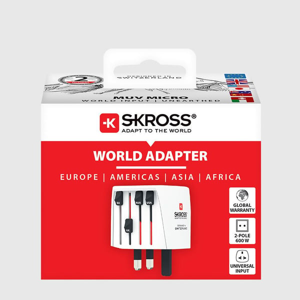 Skross MUV Micro, yleiskäyttöinen, yleiskäyttöinen, suora, suora, tyyppi C (eurostik), tyyppi G (UK), tyyppi I (AU), tyyppi A, tyyppi A, tyyppi B, ...