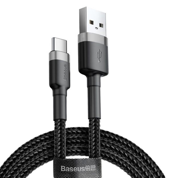 Baseus Cafule - USB-kabel - USB (hann) til USB-C (hann) - USB 2.0 - 2 A - 3 m - gråsvart