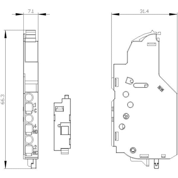 Siemens 3VA9988-0AB33 Effektkontakt-tilbehør 1 stk (B x H x T) 7 x 56 x 30 mm