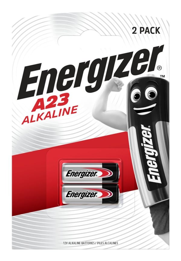 Batterier energigiver alkaline a23, 12v, pakke a 2 stk.
