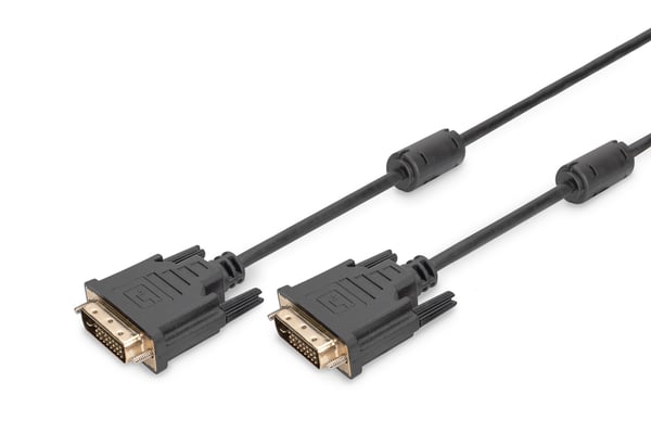DIGITUS - DVI-kabel - dobbeltlenke - DVI-D (hann) til DVI-D (hann) - 5 m - formstøpt, tommelskruer - svart