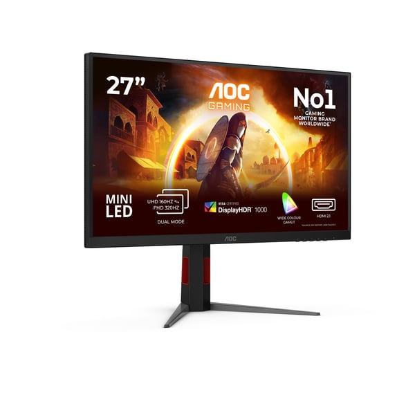 AOC U27G4XM gamingmonitor 27" 4K UHD 160 Hz Mini-LED Fast IPS, svart/rød