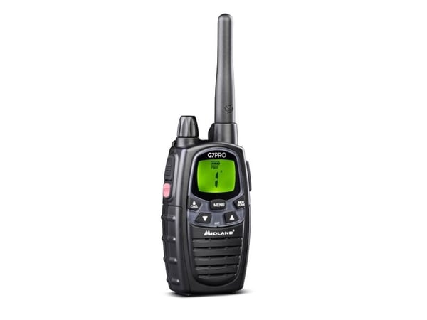 Midland G7 Pro Walkie Talkie, Professional mobile radio (PMR), 69 channels, 446.00625 - 446.09375 MHz, 10 m, LCD, AA