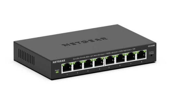 NETGEAR GS308E -verkkokytkin, 8 porttia, Gigabit Ethernet 10/100/1000