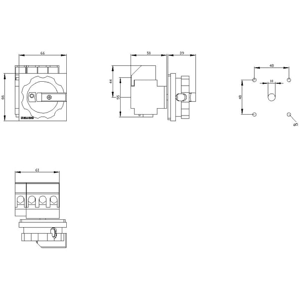 Siemens 3LD2203-1TL51, 4P, IP65, 83 mm, 87 mm, 93 mm, 78 mm