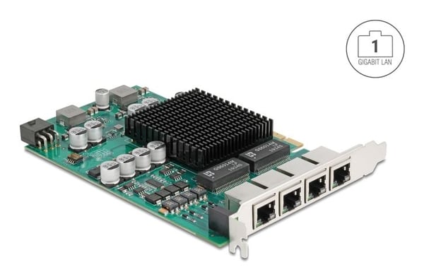 Delock - Nätverksadapter - PCIe 2.1 x4 - 1000Base-T (PoE+) x 4