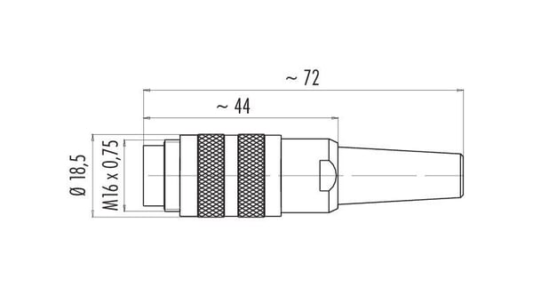 BINDER 99-2005-00-03, M16, Hankjønn, Nickel, Zink, Sølv, Lodde, IP40