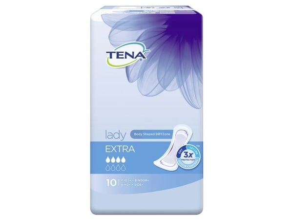 TENA Lady Extra, Inkontinensskydd, Kvinna, Väska, 10 styck