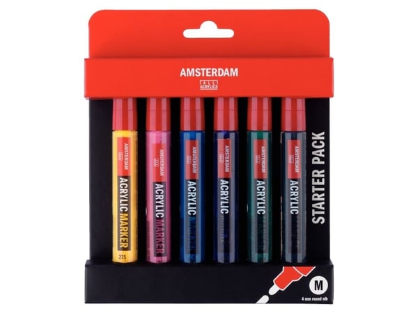 Amsterdamin akryylitussit Starter Set - 6 x Medium - 4 mm kärki