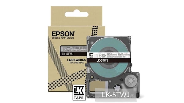 Epson LK-5TWJ, Läpinäkyvä, Valkoinen, Lämpösiirto, Matta, LabelWorks LW-C410, 1,8 cm, 1 kpl