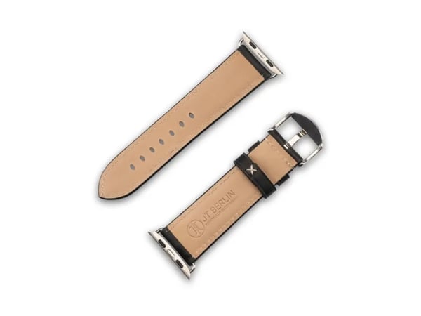 JT BERLIN Apple Watchband Charlie, hihna, SmartWatch, musta, Apple, Apple Watch Series 1-3 (42mm) & Series 4-8 (44 45mm), sekä 49mm für die App...