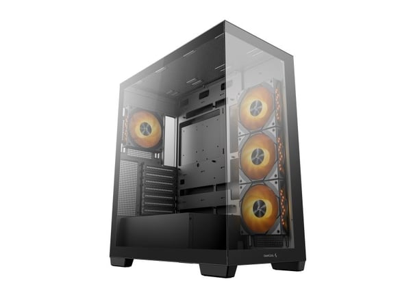 DeepCool CG580 4F - Tower - ATX - genomskinlig sidopanel (härdat glas) - ingen strömförsörjning (ATX / PS/2) - svart - USB/ljud