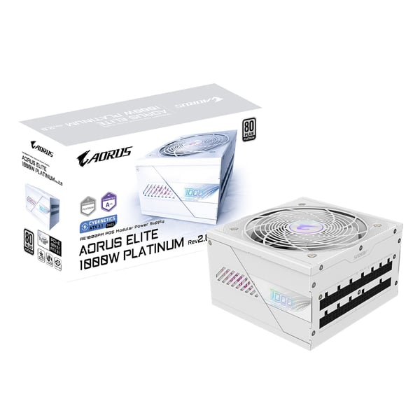 AORUS ELITE AE1000PM PG5 ICE - Strømforsyning (intern) - ATX12V 3.0/ EPS12V - 80 PLUS Platinum - AC 100-240 V - 1000 watt - aktiv PFC