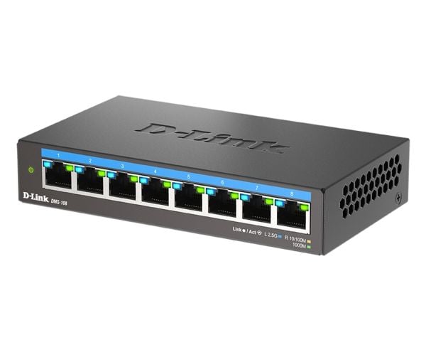 D-Link DMS-108 - Switch - ikke-styrt - 8 x 10/100/1000/2.5G - stasjonær, veggmonterbar