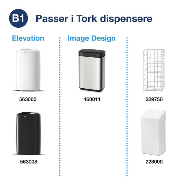 Avfallsposer Tork transparente 50 liter B1 Advanced - (10 ruller x 25 poser per rull)