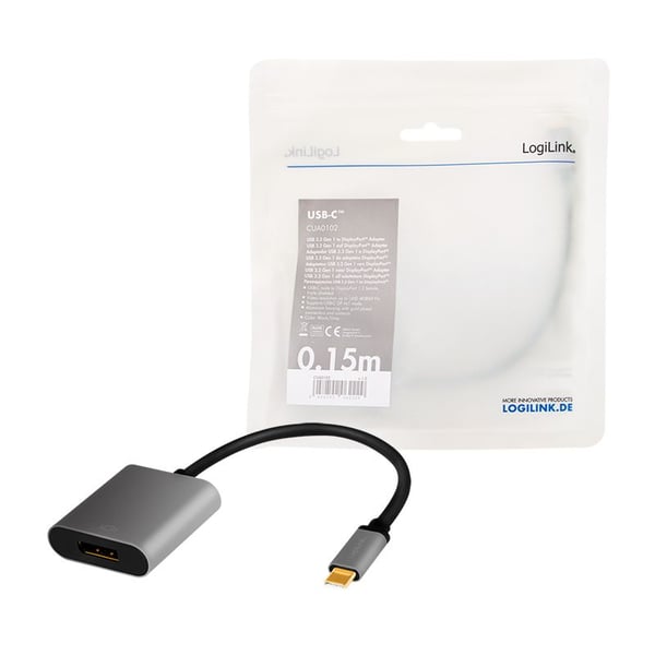 LogiLink CUA0102, USB 3.2 Gen1 Type-C, DisplayPort, 0,15 m, Lajittelu