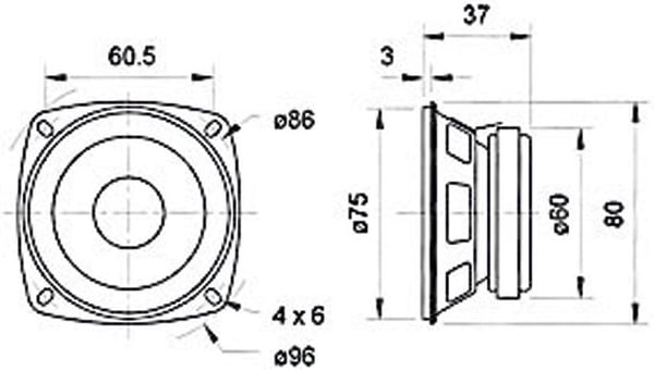 Visaton VS-FR8/4, 10 W, 130 - 20000 Hz, 4 ohm (O), Sort