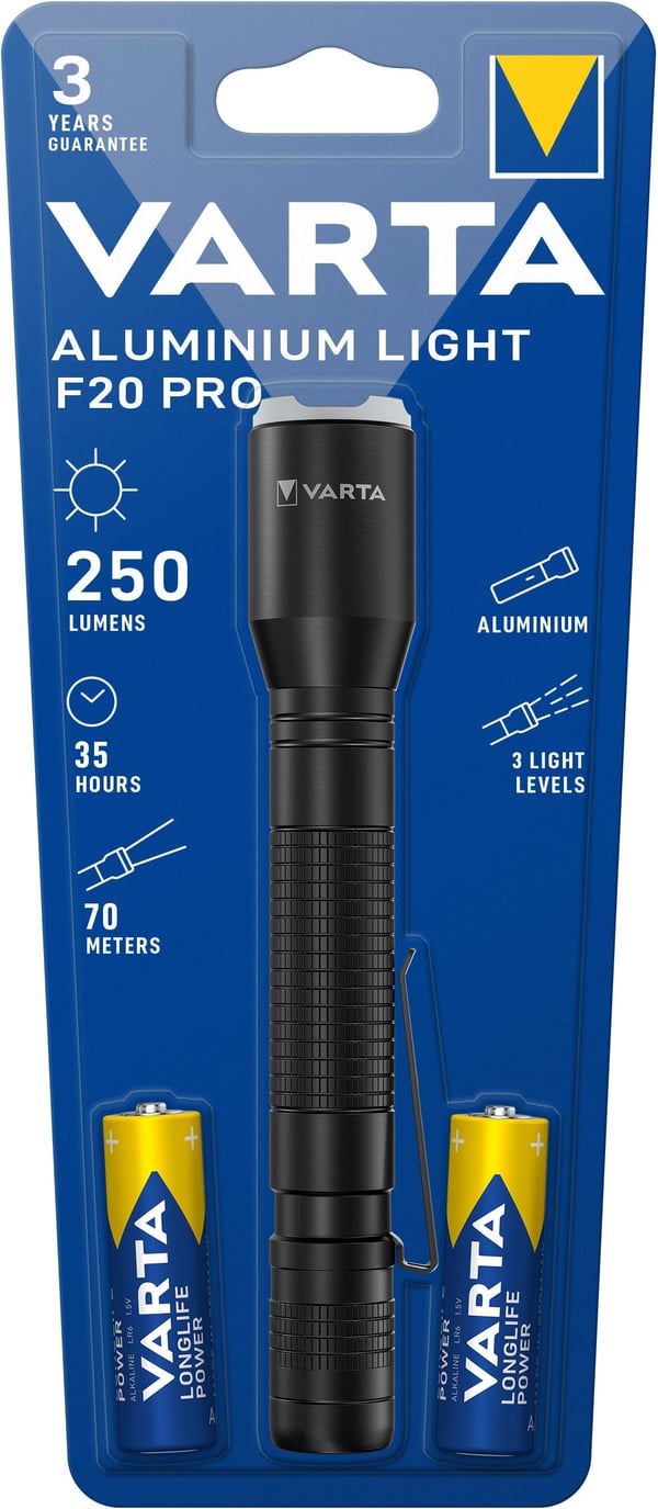 Varta F20 Pro - Ficklampa - LED - 3-läge