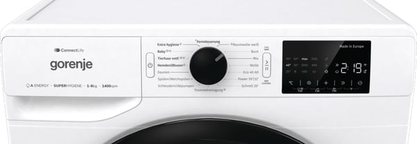 Gorenje WPNEI84A1TS, Edestä täytettävä, 8 kg, B, 76 dB, 1400 RPM, A