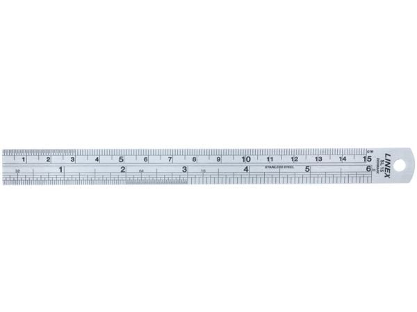 Linex SL 15, Pöytäviivain, Ruostumaton teräs, Harmaa, 150 mm, 15 mm, 0,1 mm