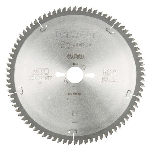 DeWALT DT4287-QZ Extreme -pyörösahanterä puulle - 250 mm - 80T